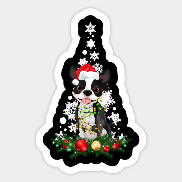 Boston Terries Christmas Dog Light Shirt Funny Xmas Gift Sticker by shanemuelleres